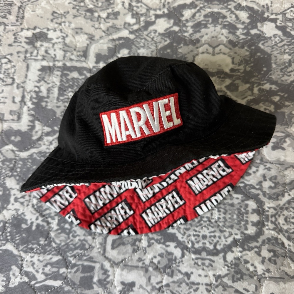 Marvel Kids Reversible Bucket Hat Black Red Embroidered Logo Youth OSFM 023